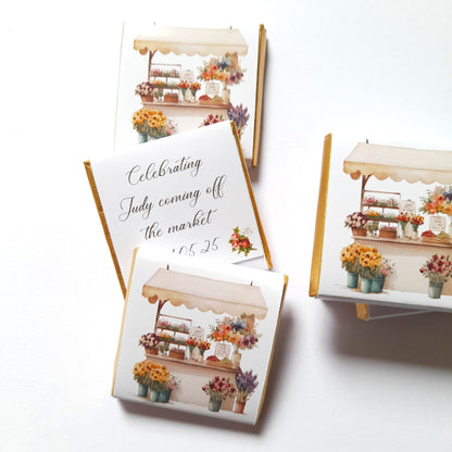 Flower Market Personalised Chocolate Favours – Custom Party Treats for Baby Showers, Birthdays & Weddings (Pack of 25)