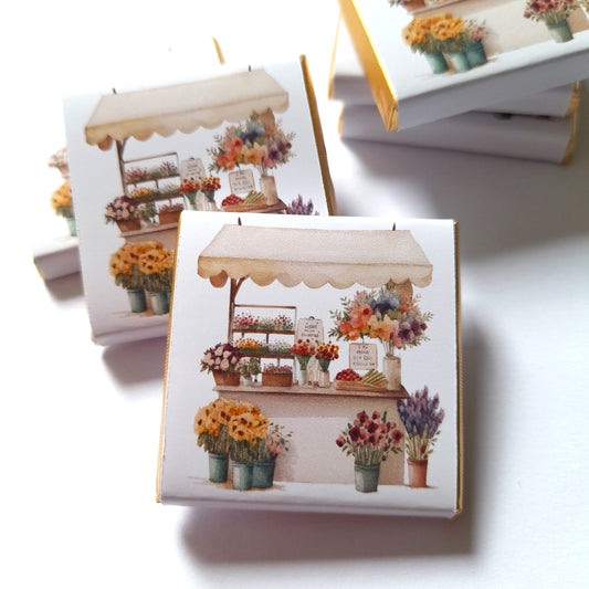 Flower Market Personalised Chocolate Favours – Custom Party Treats for Baby Showers, Birthdays & Weddings (Pack of 25)