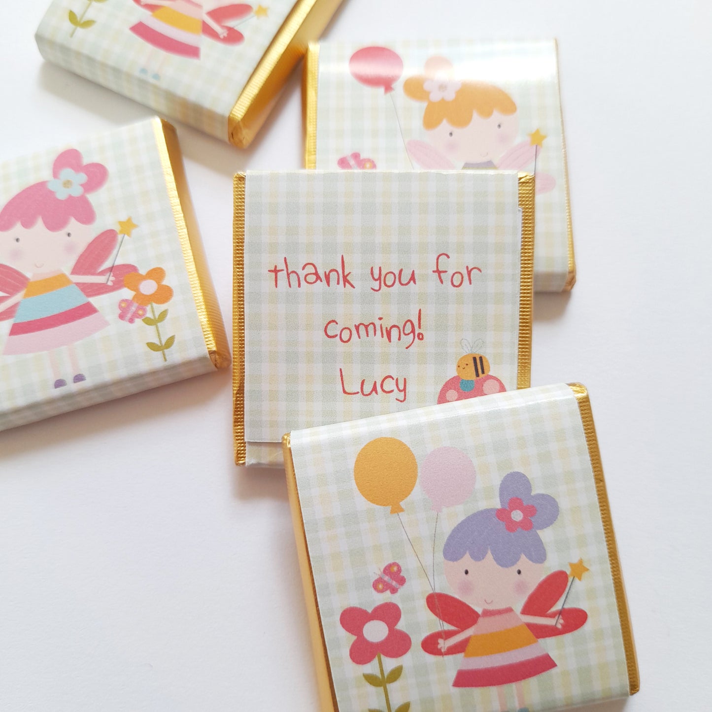 Flower Fairy Personalised Chocolate Favours – Custom Party Treats for Girls’ Birthdays (Pack of 25)