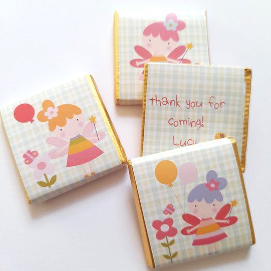 Flower Fairy Personalised Chocolate Favours – Custom Party Treats for Girls’ Birthdays (Pack of 25)