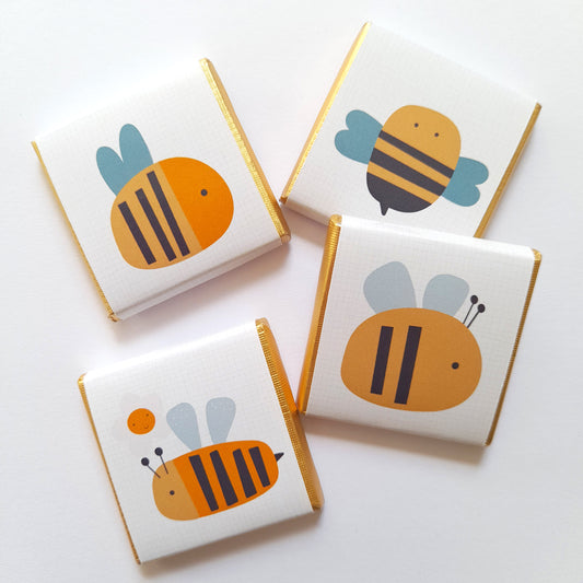 Bee-Themed Personalised Chocolate Favours – Custom Party Treats for Birthdays & Baby Showers (pack of 25)