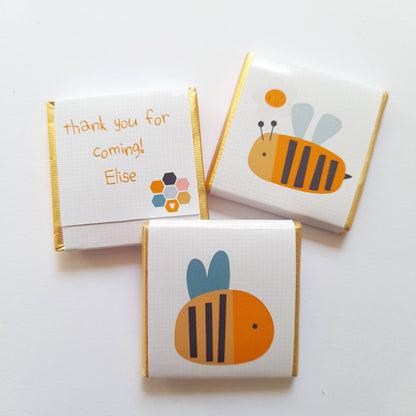 Bee-Themed Personalised Chocolate Favours – Custom Party Treats for Birthdays & Baby Showers (pack of 25)