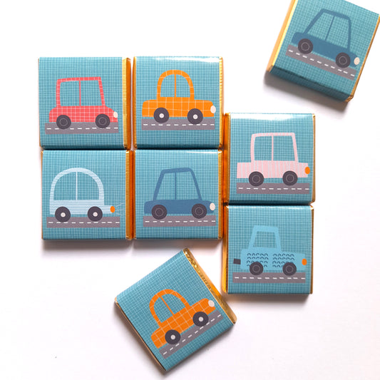 Cute Cars-Themed Personalised Chocolate Favours – Custom Party Treats for Birthdays & Events (Pack of 25)