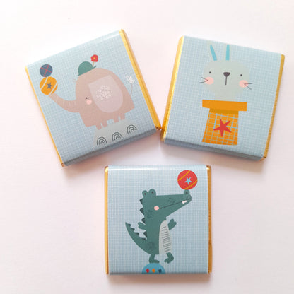 Cute Circus Personalised Chocolate Favours – Fun Birthday Party Treats & Guest Gifts (Pack of 25)