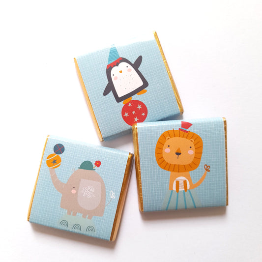 Cute Circus Personalised Chocolate Favours – Fun Birthday Party Treats & Guest Gifts (Pack of 25)