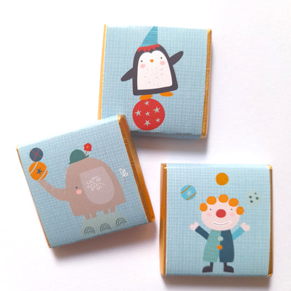 Cute Circus Personalised Chocolate Favours – Fun Birthday Party Treats & Guest Gifts (Pack of 25)