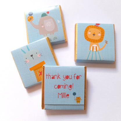 Cute Circus Personalised Chocolate Favours – Fun Birthday Party Treats & Guest Gifts (Pack of 25)