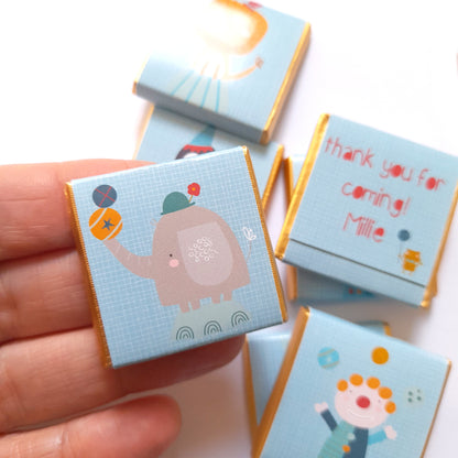 Cute Circus Personalised Chocolate Favours – Fun Birthday Party Treats & Guest Gifts (Pack of 25)