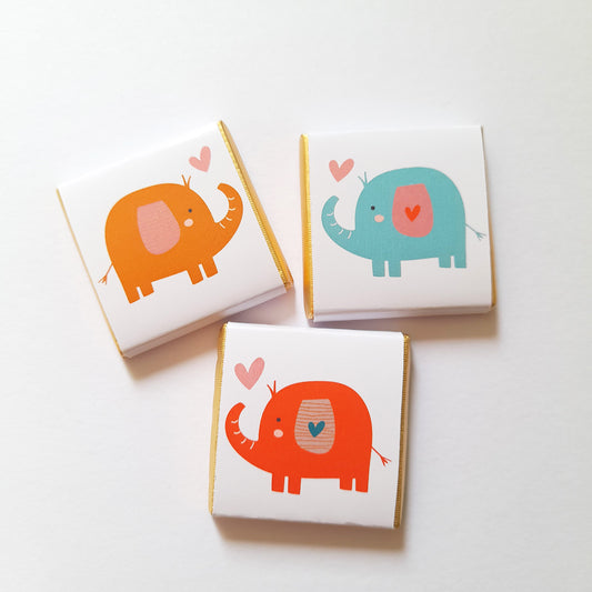 Baby Shower Personalised Chocolate Favours – Bright Elephants Theme (Pack of 25)