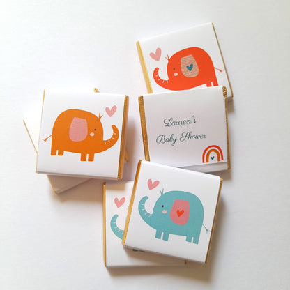 Baby Shower Personalised Chocolate Favours – Bright Elephants Theme (Pack of 25)