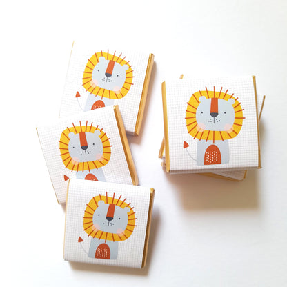 Cute Lion Personalised Chocolate Favours – Jungle Theme Party Treats (Pack of 25)