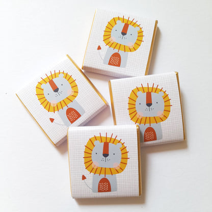 Cute Lion Personalised Chocolate Favours – Jungle Theme Party Treats (Pack of 25)
