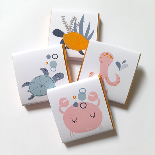 Cute Ocean Life Personalised Chocolate Favours – Under the Sea Party Treats (Pack of 25)