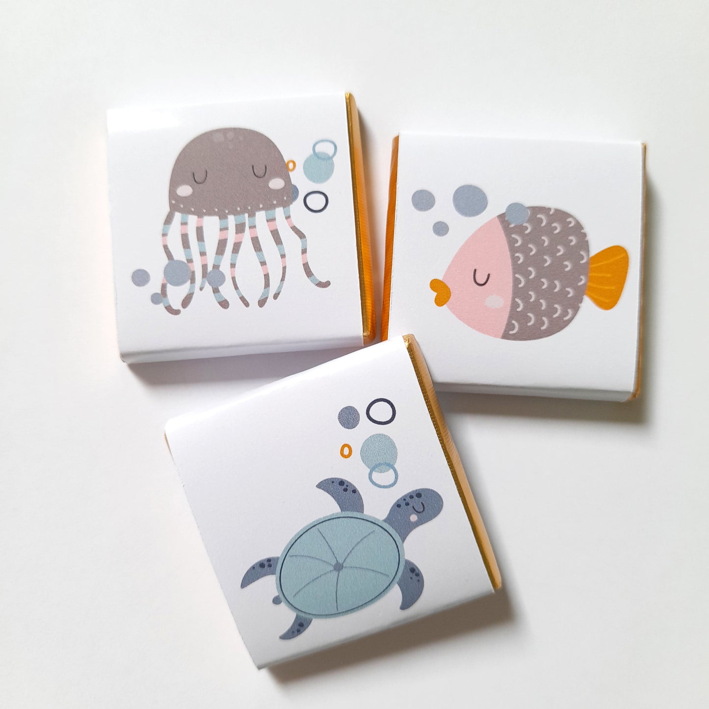 Cute Ocean Life Personalised Chocolate Favours – Under the Sea Party Treats (Pack of 25)