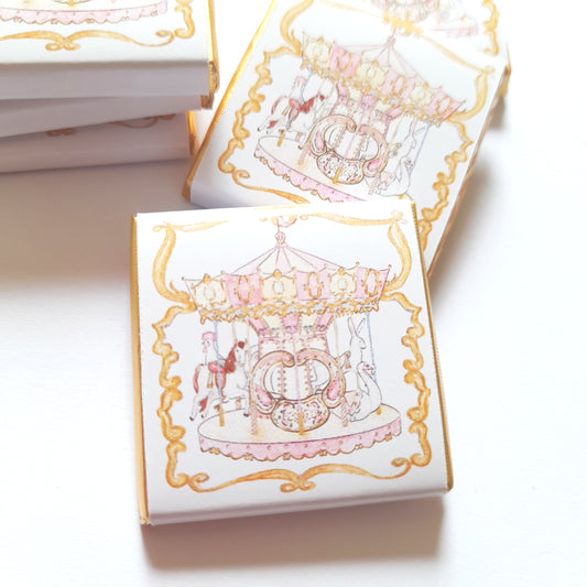Pink French Carousel Personalised chocolate favours, pack of 25