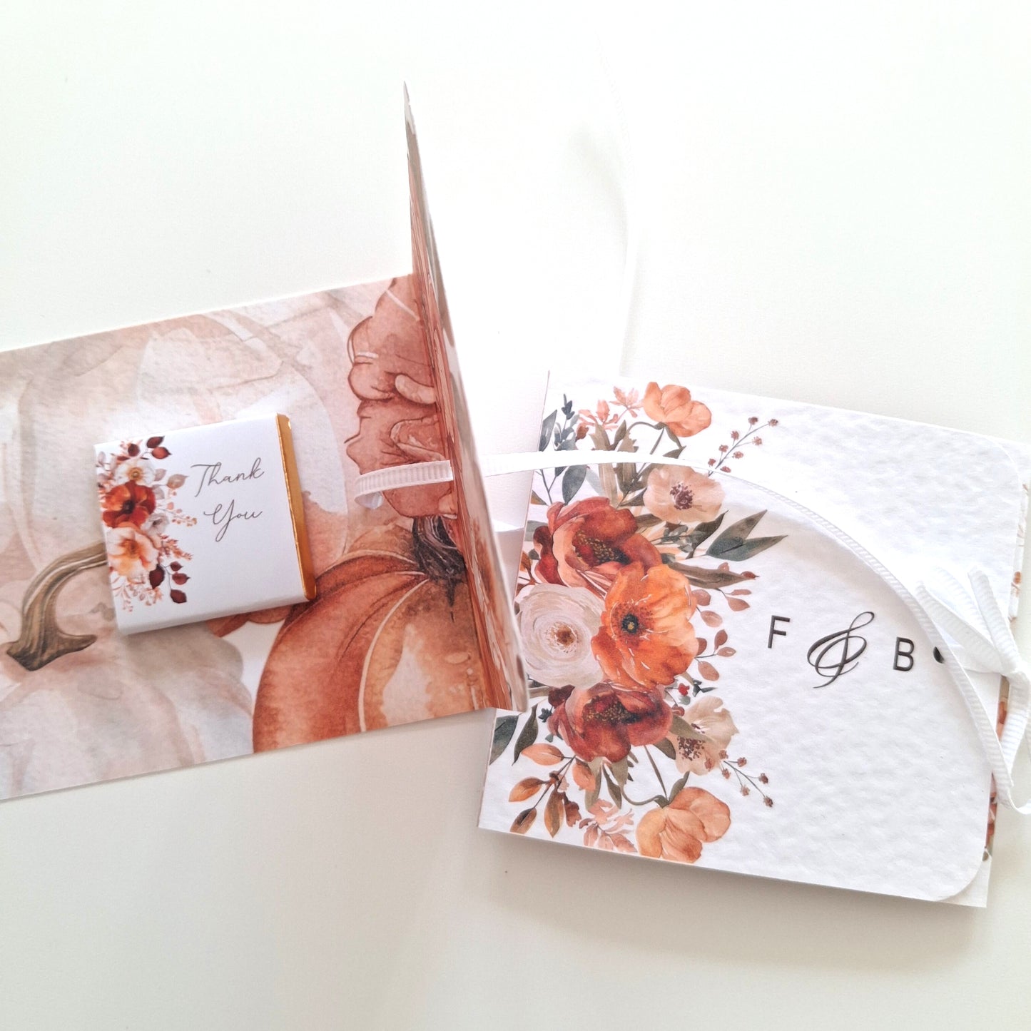 Personalised Autumn Flower Chocolate Favours – Rustic Wedding and Party Thank You Gifts