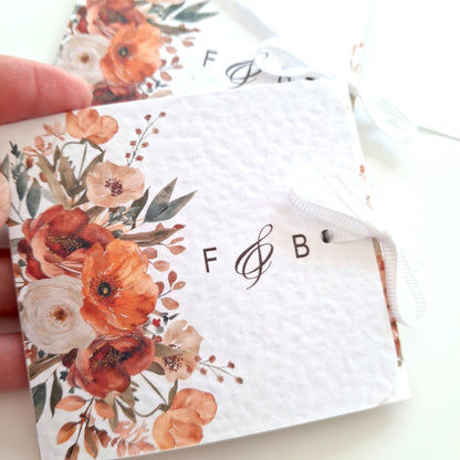 Personalised Autumn Flower Chocolate Favours – Rustic Wedding and Party Thank You Gifts