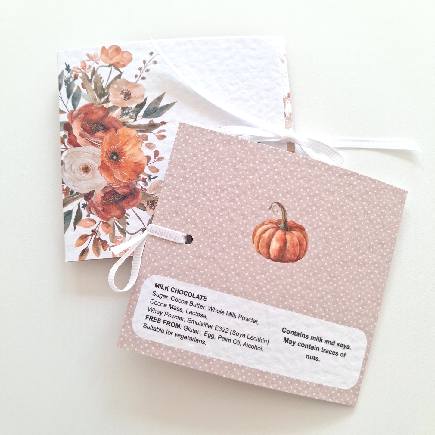 Personalised Autumn Flower Chocolate Favours – Rustic Wedding and Party Thank You Gifts