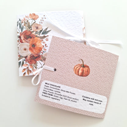 Personalised Autumn Flower Chocolate Favours – Rustic Wedding and Party Thank You Gifts