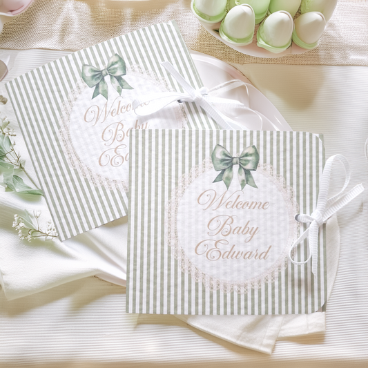 Personalised Sage Green Baby Shower Favours – Chocolate Thank-You Treats