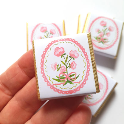 Little Pink Flower Thank You Chocolate Favours – Personalized Wedding & Birthday Treats (Pack of 25)