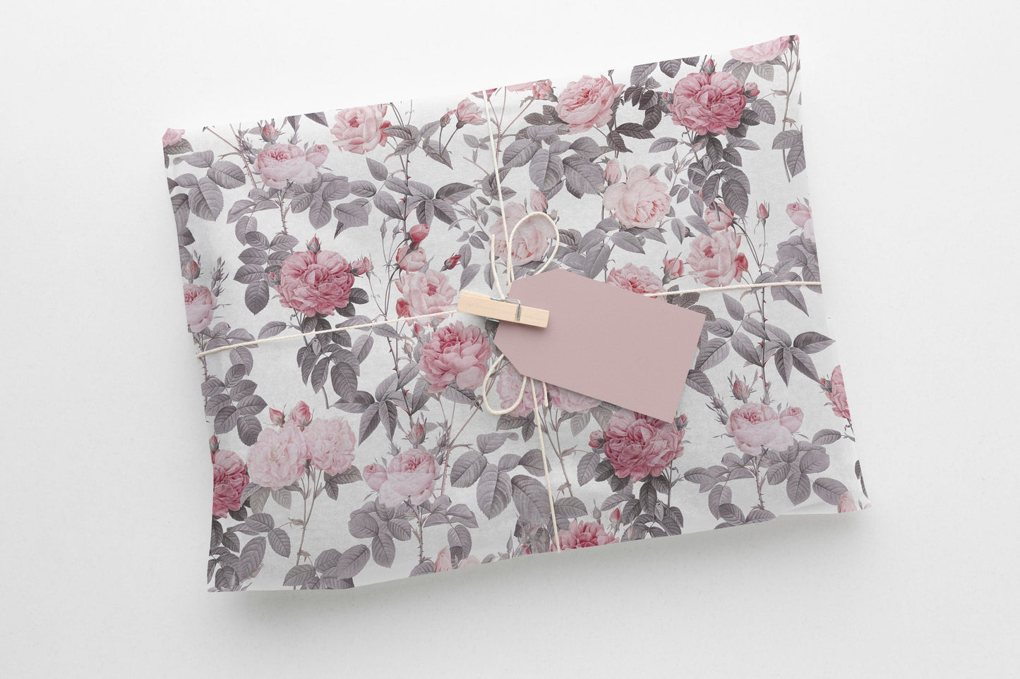 Dusty Pink Roses Gift Paper Sheet – Elegant Floral Gift Wrap, Large Size for Wrapping Presents and Special Occasions