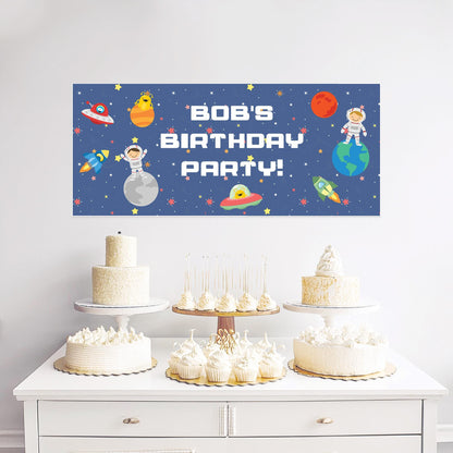 Custom Space Birthday Banner – Astronaut Theme Party Decoration for Kids