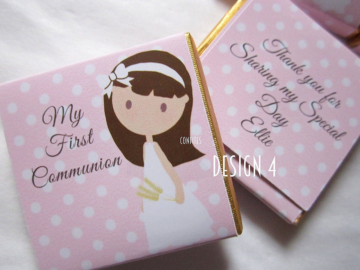 1st Communion Personalized Chocolate Favours for Girls – Party and Guest Favors, Pack of 25