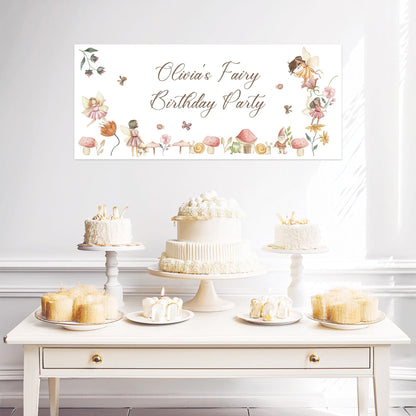 Personalised Fairy Birthday Banner – Satin Paper Wall Decor for Magical Party Themes