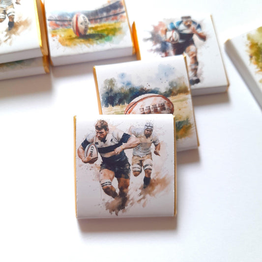 Rugby Player personalised chocolate favours,  pack of 25