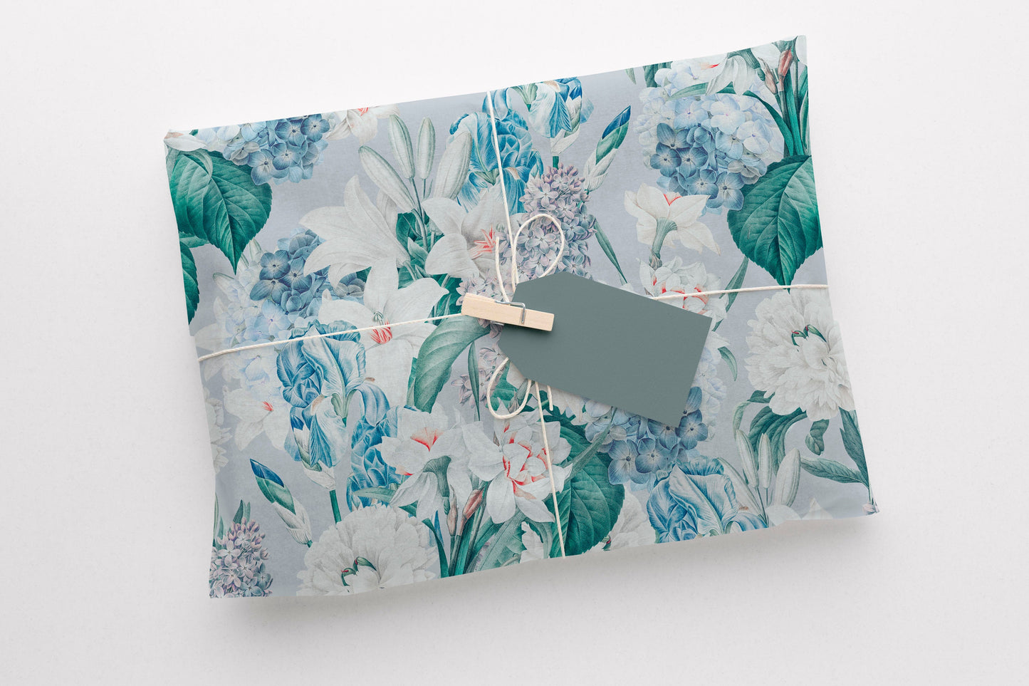 Blue Floral Gift Paper Sheet – Large Wrap for Birthdays & Special Gifts
