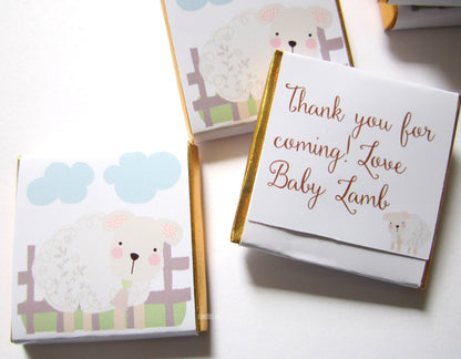 Personalized Baby Lamb Chocolate Favours – Cute Lamb Party Favours for Baby Shower, Christening, and Birthday (Pack of 25)