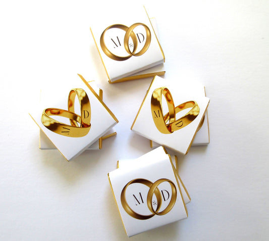 Personalized Engagement Chocolate Favours – Wedding Rings Design, Wedding Favours for Guests (Pack of 25)