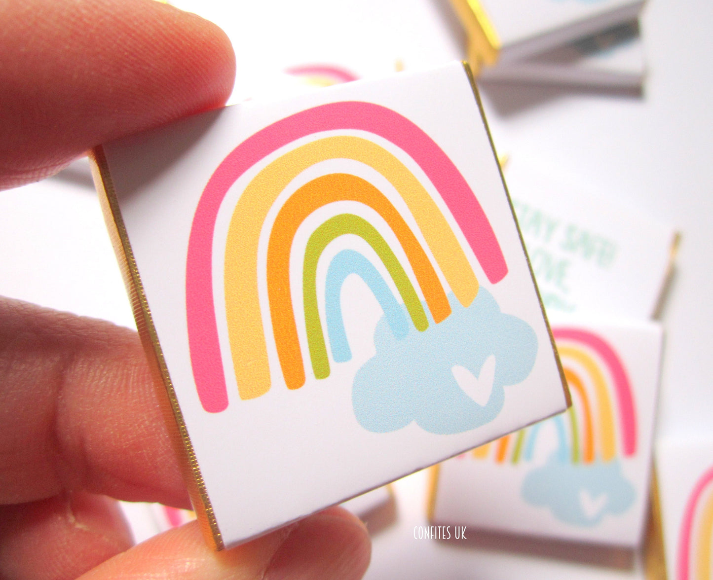 Personalized Rainbow Chocolate Favours – Happy Rainbow Gift Chocolates for Party Favours (Pack of 25)