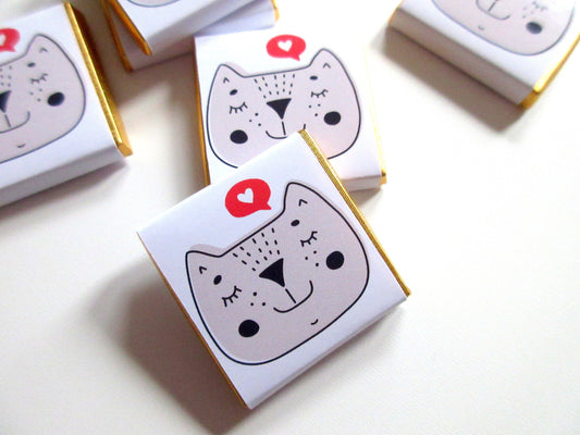 Personalized Cat Face Chocolate Favours – Love Cat Party Chocolates & Guest Favours (Pack of 25)