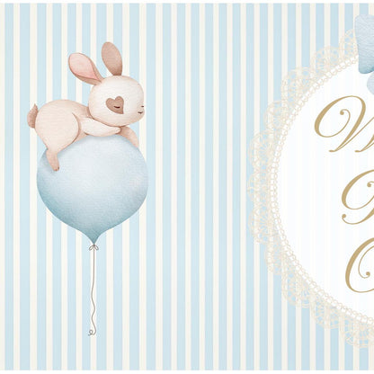 Welcome Baby Boy Personalised Banner in Pastel Blue – Custom Baby Shower Wall Decor in Satin Paper