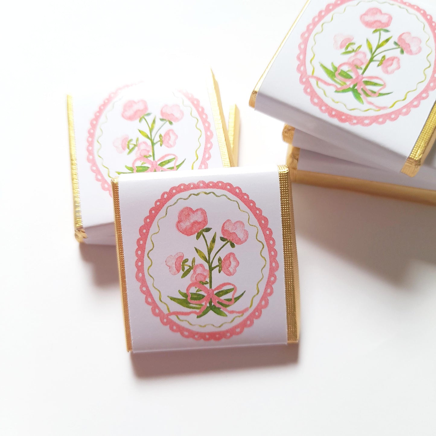 Little Pink Flower Thank You Chocolate Favours – Personalized Wedding & Birthday Treats (Pack of 25)