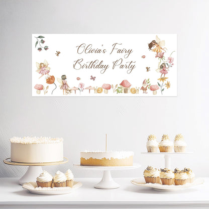 Personalised Fairy Birthday Banner – Satin Paper Wall Decor for Magical Party Themes