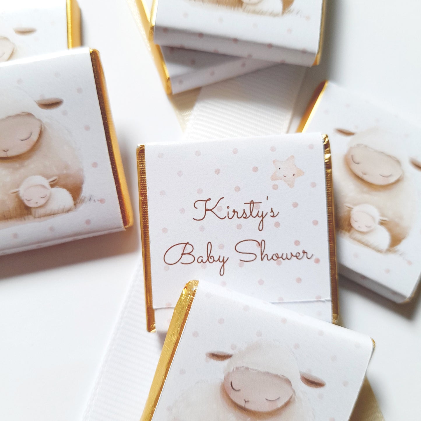 Mama Sheep Baby Shower Personalized Chocolate Favours – Party Bag Fillers, 25 Pcs