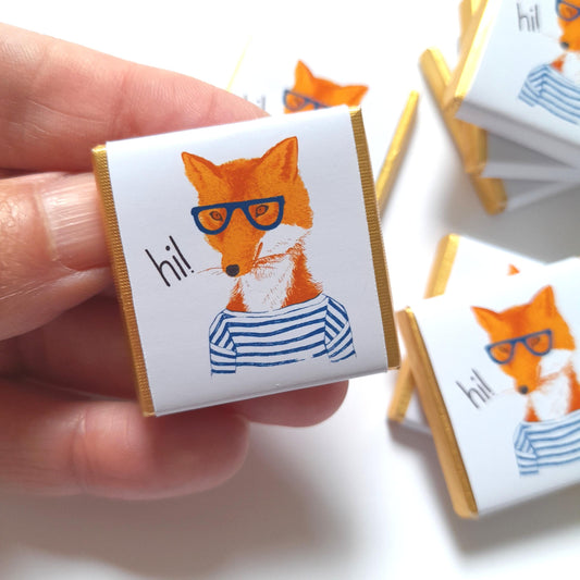 Personalized Reader Fox Chocolate Favours – Fun Birthday Party Favours (Pack of 25)