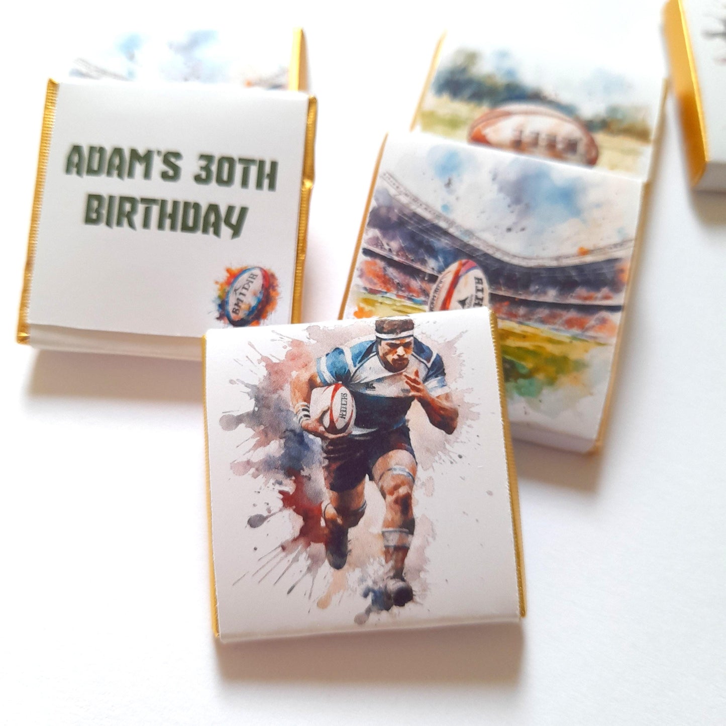 Rugby Player personalised chocolate favours,  pack of 25