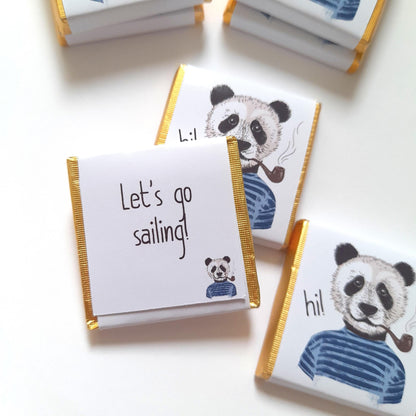 Personalized Panda Sailor Chocolate Favours – Birthday Party Favours (Pack of 25)