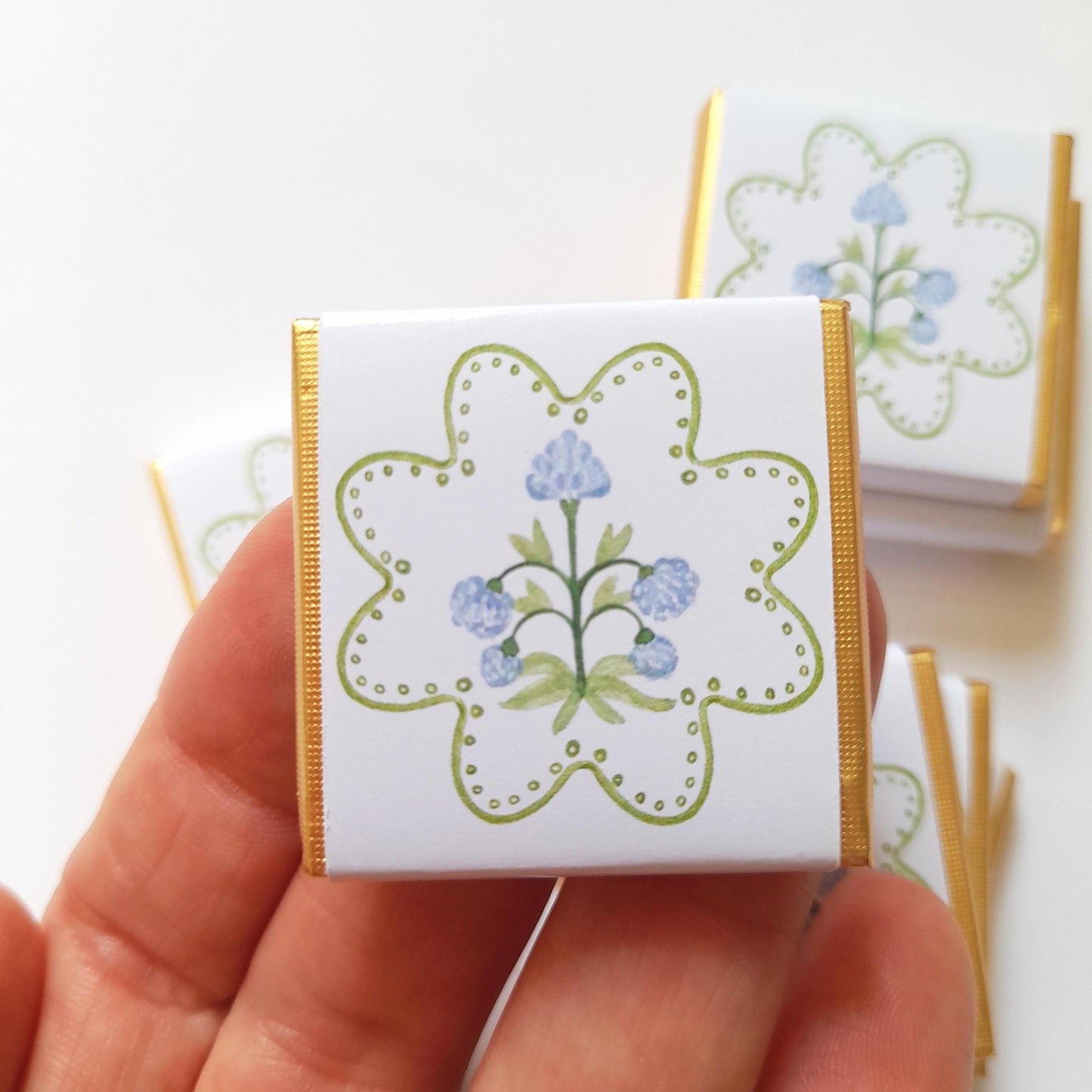 Elegant Pastel Blue Flower Thank You Chocolates – Wedding & Birthday Favours (Pack of 25)