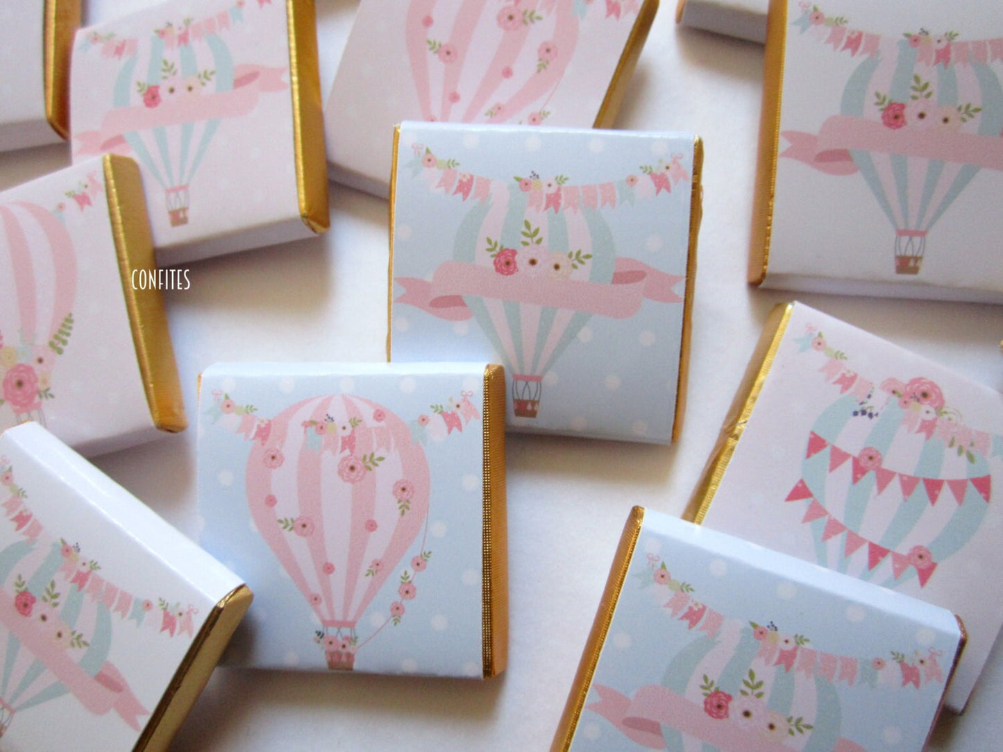 Hot Air Balloon Personalized Chocolate Favours – Baby Shower Guest Favours (Set of 25)