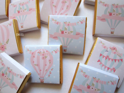 Hot Air Balloon Personalized Chocolate Favours – Baby Shower Guest Favours (Set of 25)