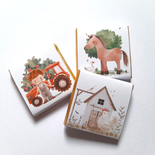 Personalized Farm Party Chocolate Favours – Farm Animals Treats for Children's Party (25 pcs)