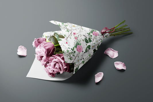 Large White Cottage Floral Garden Gift Paper Sheet – Elegant Floral Wrap