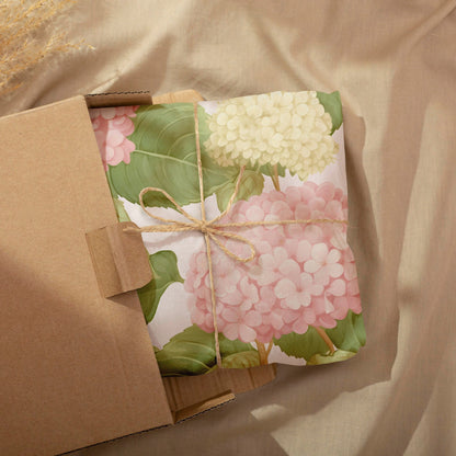 Pink and Cream Hydrangeas Gift Paper Sheet – Large Floral Wrapping Paper