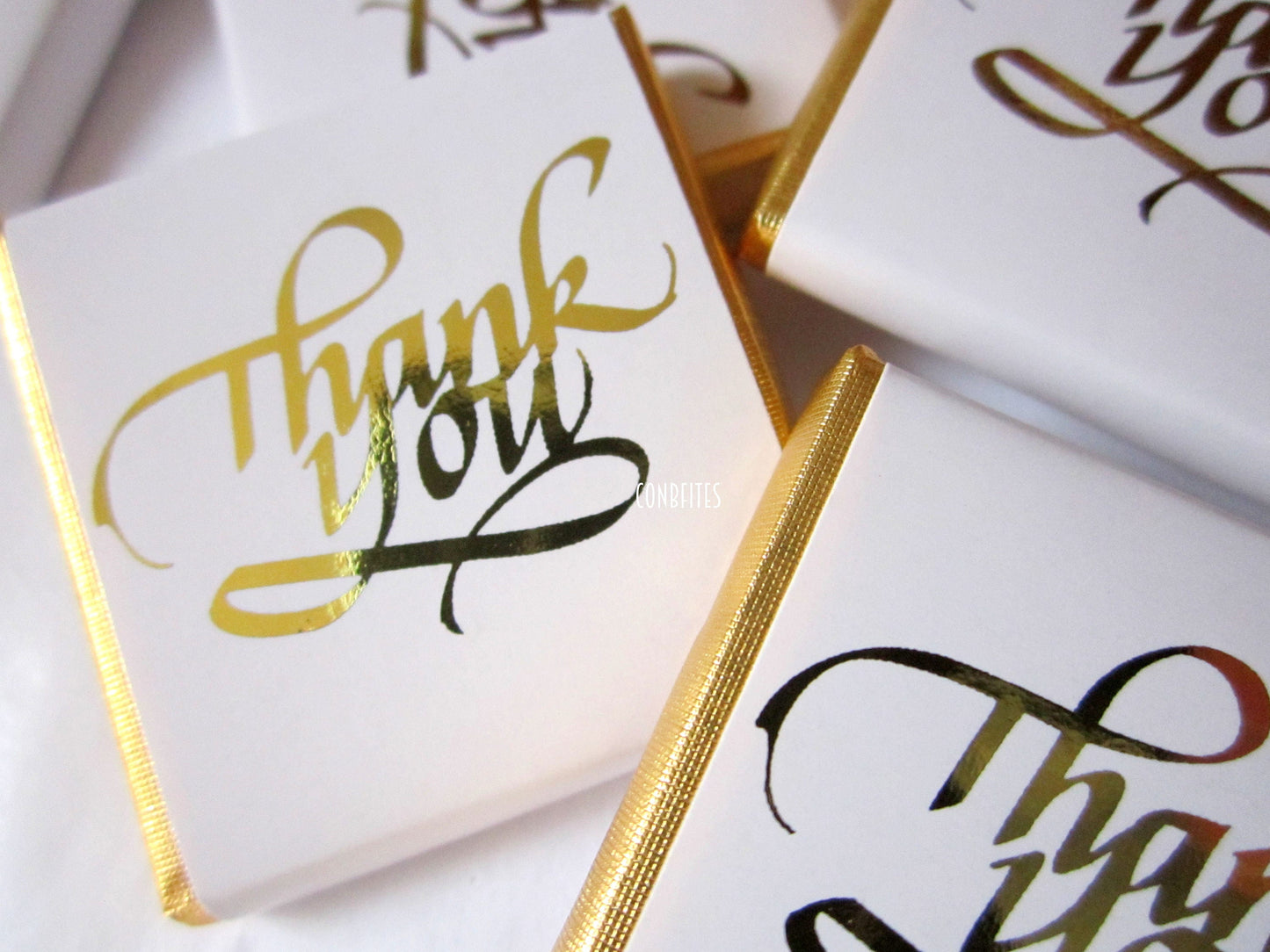 Personalized Thank You Golden Chocolate Favours – Wedding & Party Guest Favours (Pack of 25)