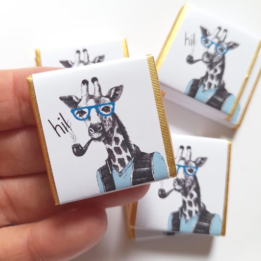 Personalized Urban Giraffe Chocolate Favours – Custom Birthday Party Favours (Pack of 25)